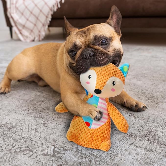 Squeak Dog Toys Stuffed Plush, 2026 Upgraded Soft Plush Fabric Dog Toy with Squeaker, Ideal Dog Toys for Chewers, Small, Medium & Large Dogs and Fetch Lovers (Monkey)