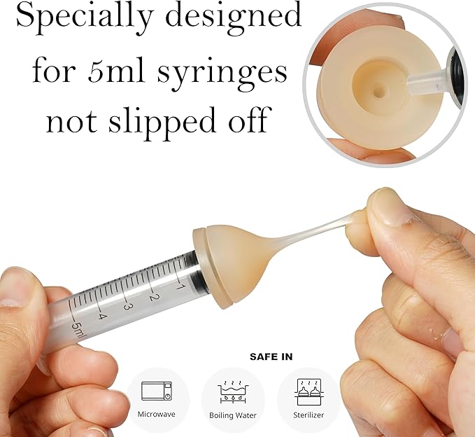 Doggiema Silicone Feeding Nipple and Syringes for Newborn Kittens, Puppies, Rabbits, Small Animals, Bubble Milk Bowl (3 Size Nipple+3 Syringes)