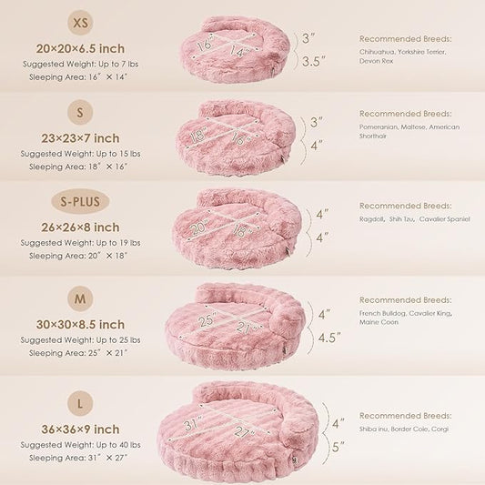 EHEYCIGA Large Dog Bed Sofa – Fluffy Faux Rabbit Fur Pet Couch for Medium and Large Dogs, Washable Removable Cover, Waterproof and Non-Slip, 36 Inch, Pink