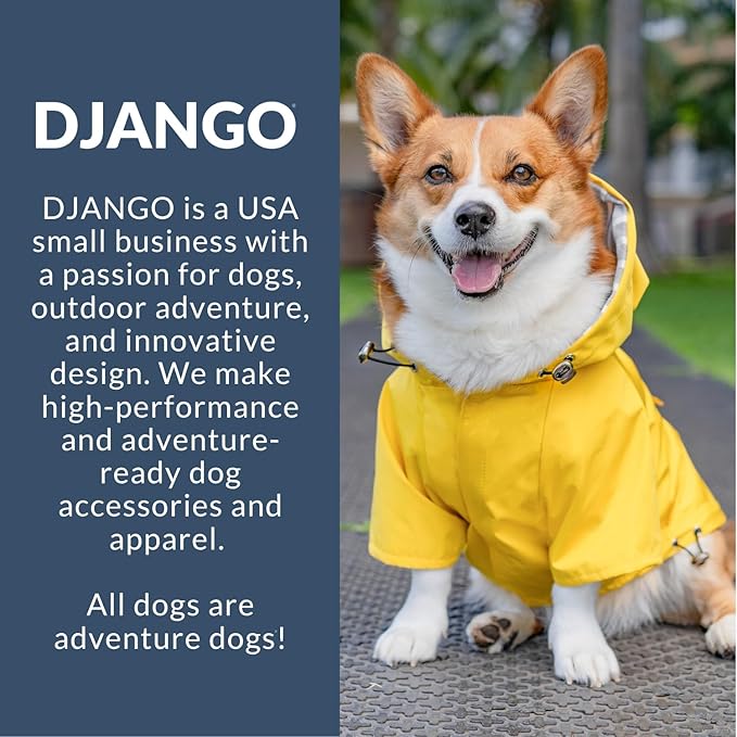 DJANGO Highland Dog Jacket & Raincoat – Water-Repellent, Lined Dog Coat with Hood, Adjustable Fit & Harness Hole – Lightweight Rain & Wind Jacket for Small & Medium Dogs up to 30 lbs (Pink, Large)
