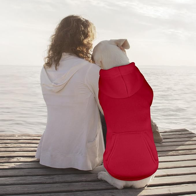 Dog Sweaters for Large Dogs Pet Sweater Solid Soft Brushed Fleece Dog Hoodie Clothes Pet Hoodie Sweatshirt with Pocket(Red-XXL)