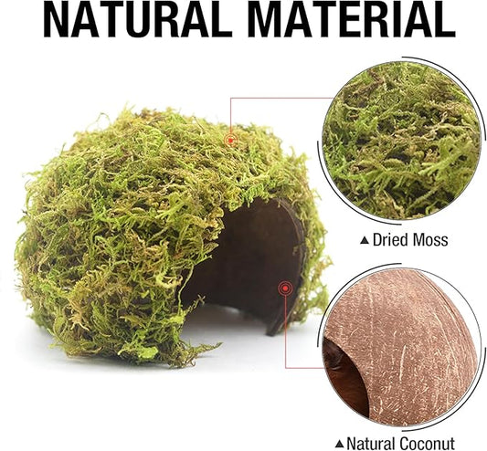 SanmooAio Hamster Hideaway/Hideout,Mossy Cave Hide,Hamster House/Hides,Hamster Cage Accessories for Gguinea Pig/Hedgehogs/Gliders/Rats/Mice and Other Small Animals (Small)