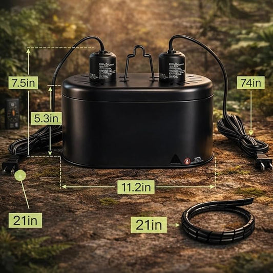 REPTI ZOO Dual Reptile Light Fixture for Reptile Dome UVB Lamp Fixture Dual Reptile Reflector Dome Lamp Cap Combo Integration Design Heat Lighting