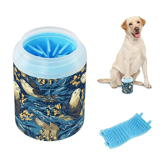 Dog Paw Cleaner Cups for Dogs Pets Foot Washer Paw Scrubber for Medium Small Cats Dogs Cleaning Cup Blue California Sea Lion