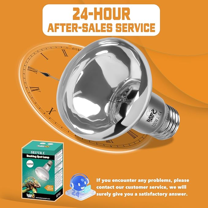 LUCKY HERP Heat Lamp Bulbs, UVA Intense Basking Spot Light Reptile Heat Lamp(Clear) 100W, Simulated Natural Sunlight Heat Lamp Bulbs for Reptile, Bearded Dragon, Amphibian, Turtle, Snake, Lizard