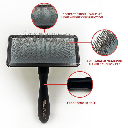 Warren London Gentle Touch Slicker Brush for Puppies & Small Dogs – 4" x 2" Soft Pin Grooming Brush – Tangle Remover for Sensitive Skin – Compact, Lightweight & Easy to Use