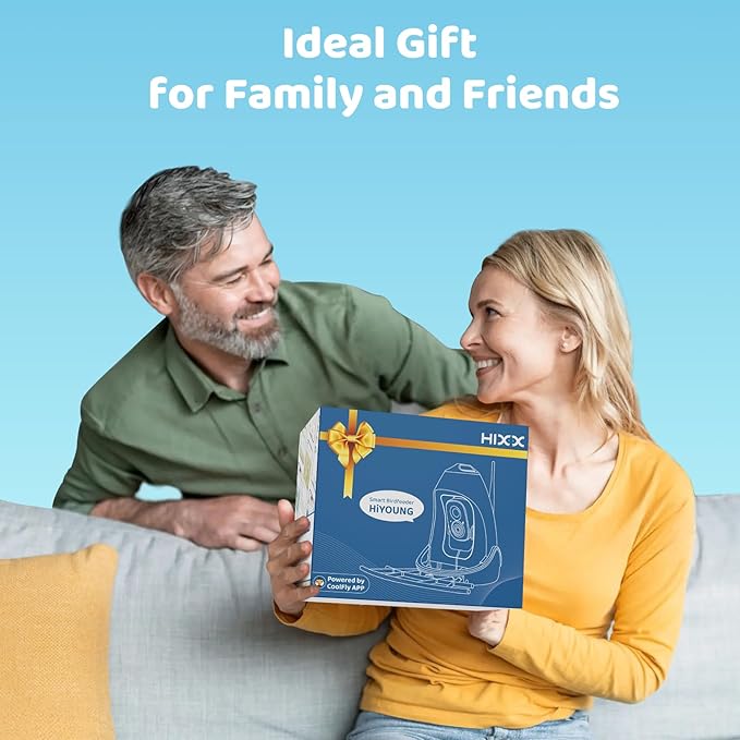 Smart Bird Feeder with Camera, Dual Seed Chambers & Spill Resistant, Solar-Powered HD Birdhouse with Camera Free AI Birds Species Recognition, Real-Time App Alerts – Ideal Gift for Bird Lovers, Blue