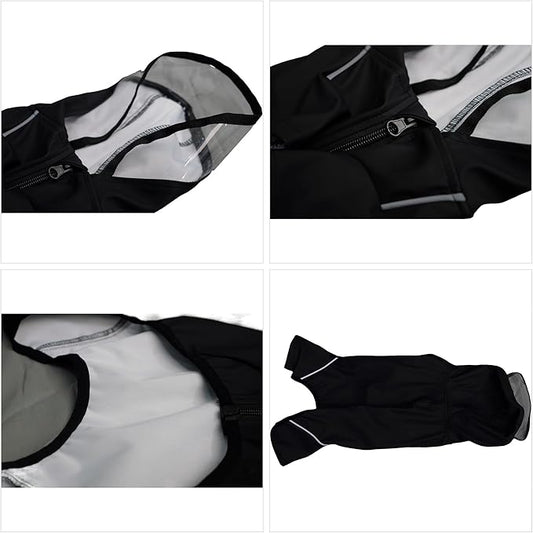 Four-Legged Full Coverage Waterproof Dog Raincoat with Reflective Features Pet Raincoats for Large Medium Small Dogs Black S