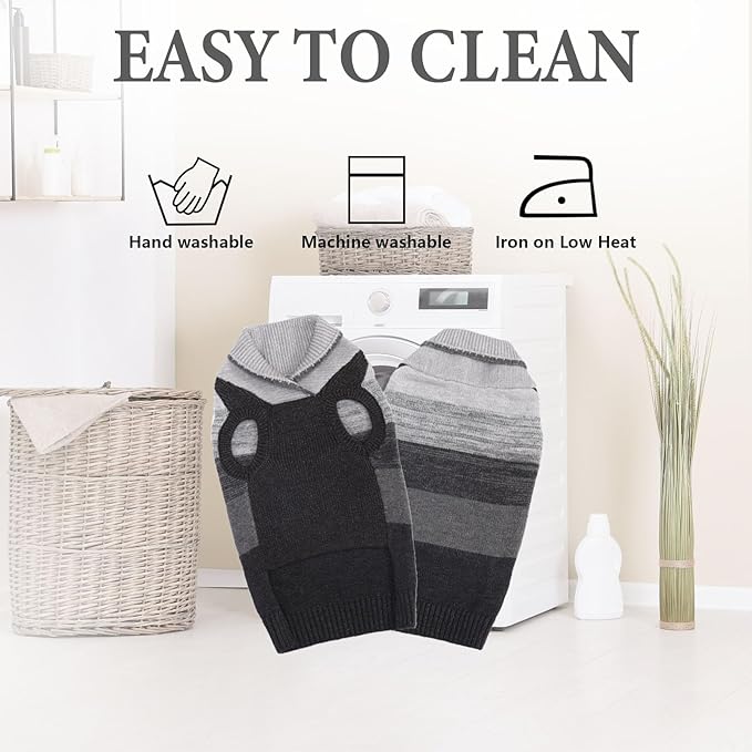 French Bulldog Small Soft Knitted Dog Sweater Puppy Pullover Frenchie Pug English Boston Terrier Bully Pitbull Sweatshirt Clothing Cold Weather Winter Coats(Black,Medium)