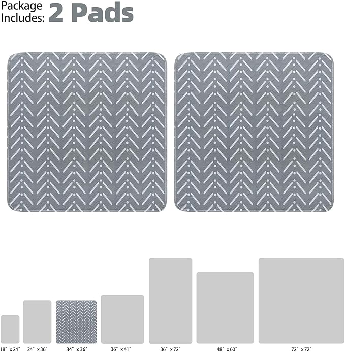 PUPTECK Reusable Dog Pee Pads Washable - Waterproof Puppy Potty Training Pads Whelping Mat, Fast Liquid Absorbing Non-Slip Pet 34" x 36"