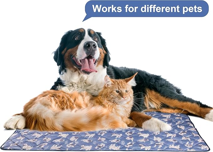 Langsprit Dog Cooling Mat, Washable Dogs Cats Pet Non-Toxic Cooling Pads Summer Sleeping Kennel Mats,Pet Self Cool Ice Blanket for Indoor & Outdoor Dog Beach Essentials Small