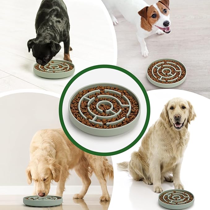 Slow Feeder Dog Bowls Silicone Maze Food Suction Bowl Feeders Pet Puzzle Lick Mat to Slow Down Eating for Small Breed Size Dogs