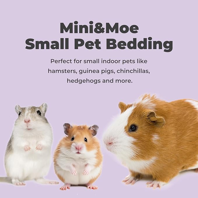 mini&moe Guinea Pigs Bedding Hamster Bedding: Moisture Absorbent and Dust-Free Natural Paper Small Pet Bedding - for Guinea Pigs, Hamsters, and Rabbits, 17 Liters