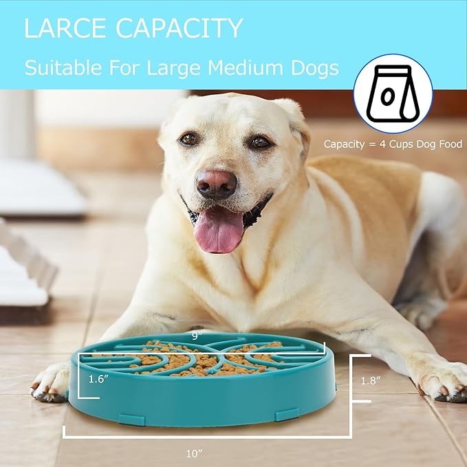 Whippy Slow Feeder Dog Maze Bowl - Anti-Choking, Anti-Slip Interactive Puzzle Feeder for Large Dogs, Green