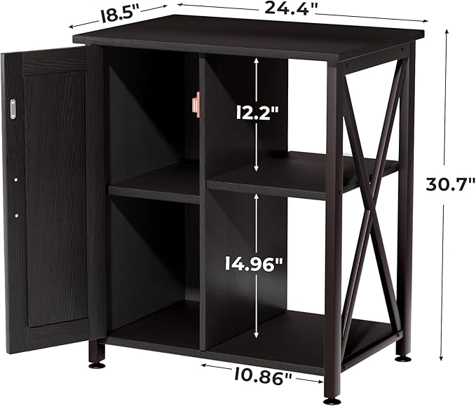 Herture 45-67 Gallon Reptile Tank Stand with Power Outlet, Terrarium Stand with Storage Cabinet, 24" Wx18 D Tabletop, Reptile Terrarium, Black PG12XYB