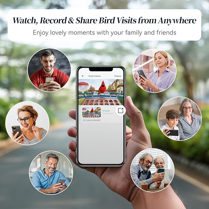 Smart Bird Feeder with Camera, AI Identify Birds, 2.4GHz/5GHz, Solar Powered, Squirrel Proof, Instant Notifications, 2K Live View Camera Bird Feeder for Outdoor