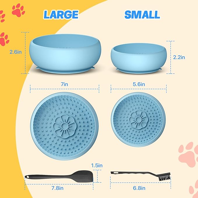 Pawinner 2 Pack Dog Lick Bowl, Freeze Lick Mat for Dogs, Non-Slip Slow Feeder Licking Bowl with Suction Cups, Food Grade Silicone, Enrichment Puzzle Feeder for Distraction