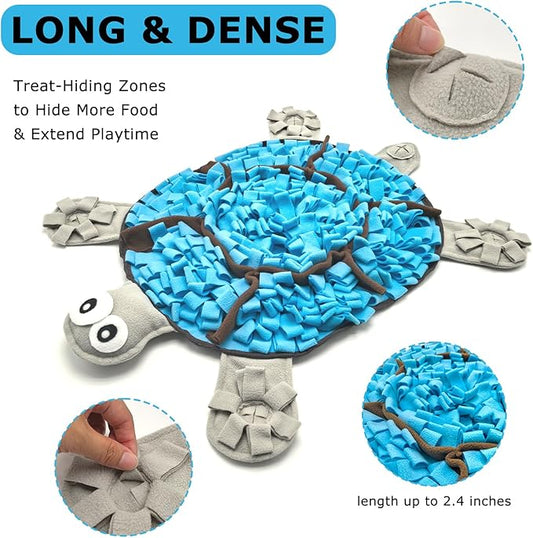 Snuffle Mat for Dogs, Tortoise-Themed Slow Feeder for Small/Middle/Large Breed, Durable Washable Portable Pet Feeding Mat, Nose Work Training Pad, Anxiety Relief & Mental Stimulation(S, Blue)
