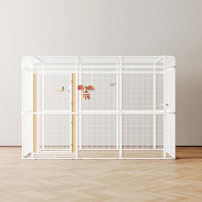wonline 33.5-Inch Extra Large Bird Cage Extension Part for Parakeets Outdoor Bird Aviary Parrot Cage with Perch, Walk-in Heavy Duty Birdcage for Macaws Canaries Parrots Budgie Lovebirds, White