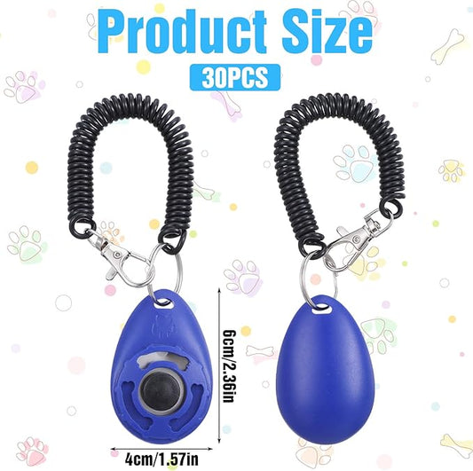 30pcs Dog Training Clickers with Wrist Strap,Multicolor Pet Training Clicker Cat Clicker Bird Clickers for Dogs Cats Horses Birds Behavioral Training Accessories