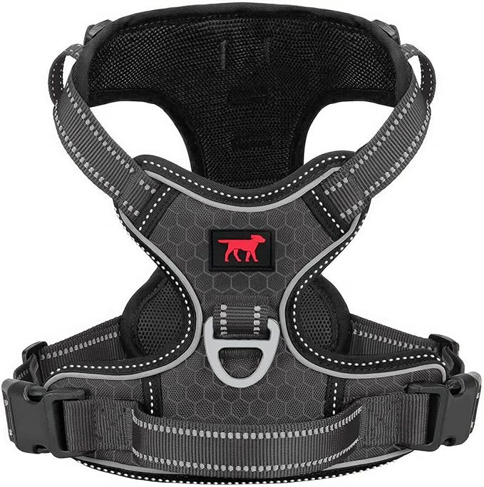 Tuff Pupper No Pull Easy Walk Dog Harness | Heavy Duty Pet Vest | Front & Back Leash Clips | Strong Safety Handle | Reflective Anti Pull Vest | Comfortable Padded Escape Proof Harness (Small, Black)