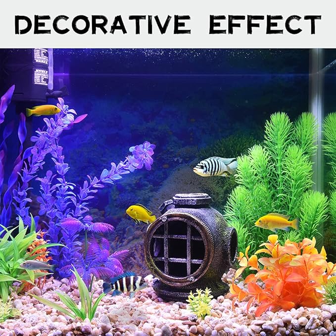 PTFJZ Fish Tank Decorations Betta Fish Accessories Disney Aquarium Decorations Clownfish House for Sleep Rest Hide and Play Scuba Helmet Wreckage Aquarium Décor Backgrounds