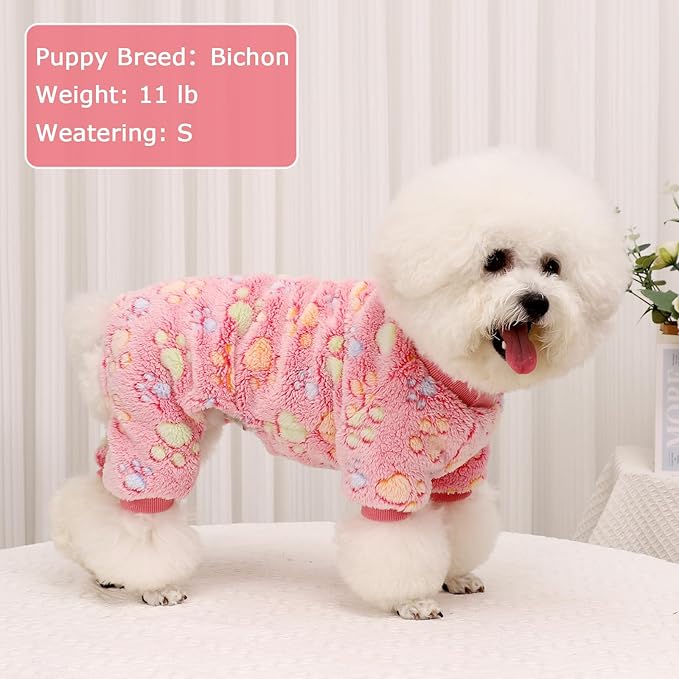Dog Sweaters for Small Dogs Winter Pet Clothes Puppy Clothes Boy Girl Fleece Small Dog Pajamas Jumpsuits Doggie Outfits for Chihuahua Yorkie Cat Apparel