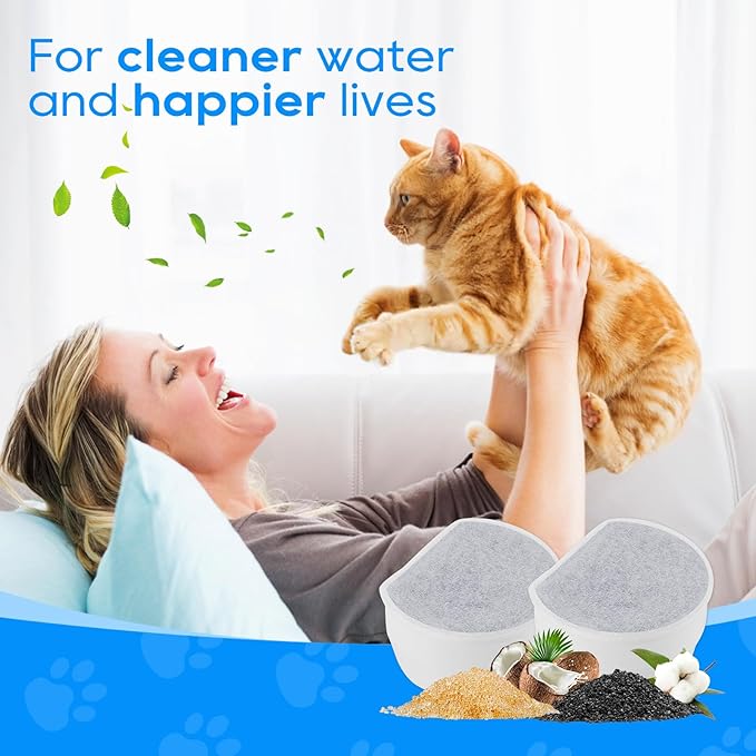 16PCS Carbon Filter Replacement for Cat and Dog Water Fountain - Compatible With Drinkwell Pet Fountain Avalon Pagoda Seascape