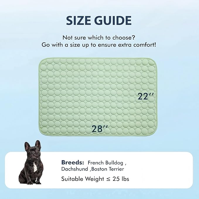 MICROCOSMOS Summer Cooling Mat & Sleeping Pad- Water Absorption Top, Materials Safe, Easy Carry, EZ Clean. Keep Cooling for Pets, Kids and Adults.(Green, 28" x22")