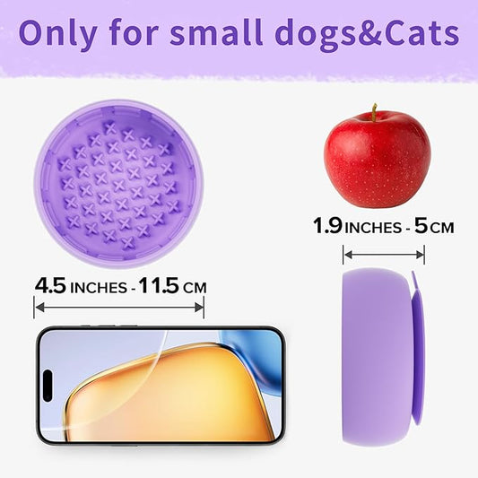 Purple Dog Puzzle Toy & Lick Mat for Bathing - Grooming Helper & Boredom Buster Slow Feeder Bowl with Suction Cups for Dogs and Cats - Interactive Treat Dispenser(Only for Small Dogs)