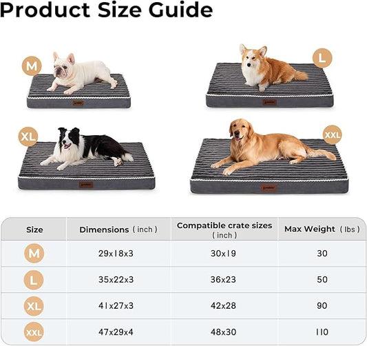 XXL Dog Bed for Crate - Extra Large Orthopedic Pet Beds with Removable Machine Washable Cover, Egg Crate Foam Puppy Pad, Suitable for Pet Up to 100 lbs, 47"x29"