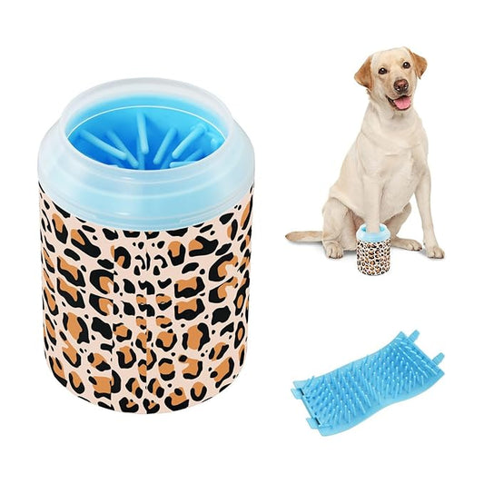 Dog Paw Cleaner Cups for Dogs Pets Foot Washer Paw Scrubber for Medium Small Cats Dogs Cleaning Cup Animals Print