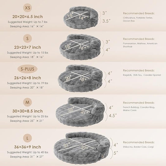 EHEYCIGA Large Dog Bed Sofa – Fluffy Faux Rabbit Fur Pet Couch for Medium and Large Dogs, Washable Removable Cover, Waterproof and Non-Slip, 36 Inch, Grey