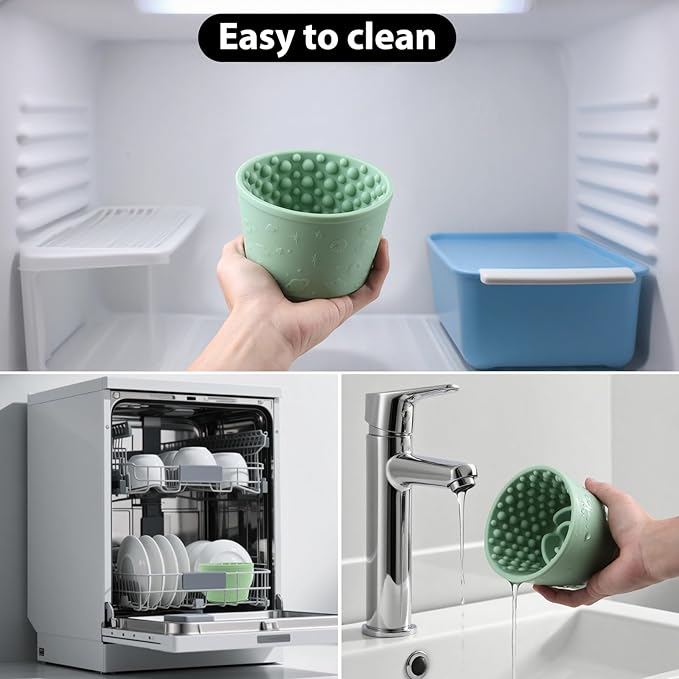 Dog Slow Feeder Lick Bowl - Non-Slip Licking Treat Dispenser for Small Medium Large Dogs, Promotes Anxiety Relief & Prevents Choking, Easy to Clean Feeding Bowl (Green, S)