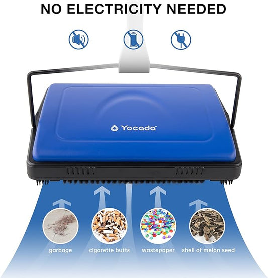 Yocada Carpet Sweeper Cleaner for Home Office Low Carpets Rugs Undercoat Carpets Pet Hair Dust Scraps Paper Small Rubbish Cleaning with a Brush Dark Blue