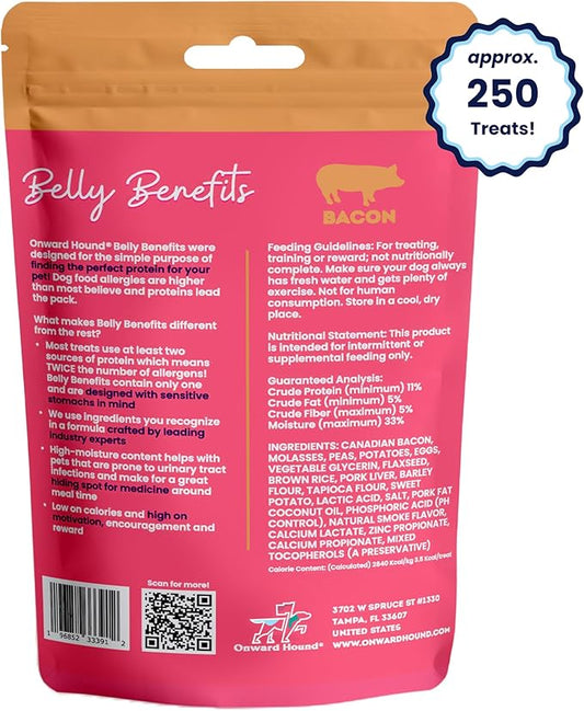 Onward Hound Training Treats for Dogs - Soft Bacon - Low Calorie Dog Training Treats for Sensitive Stomachs with Single Source Premium Protein, Corn Free, & Soy Free Formula - 10 oz