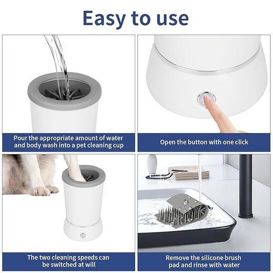 Dog Paw Cleaner,Automatic paw cleaner For dogs, Type-c Charging, Designed For Small To Medium Sized Dogs ,Easy To Carry,Keeps Homes Clean(white)