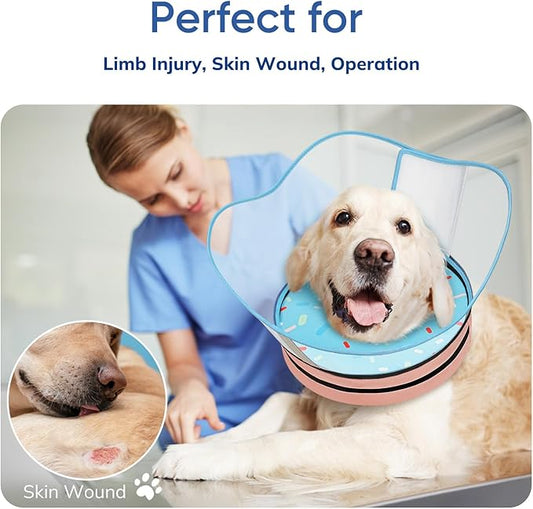 Supet Raised Sponge Dog Cone Collar Alternative After Surgery, Soft Dog Cone for Small Medium Large Dogs to Stop Licking, Pet Neck Donut Collar After Surgery