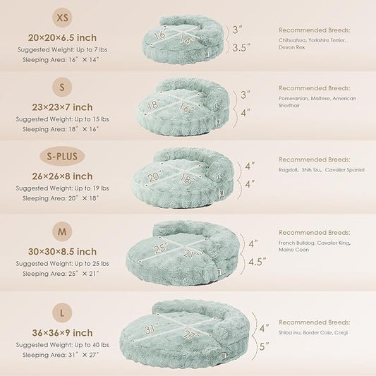 EHEYCIGA Medium Dog Bed and Large Cat Couch – Fluffy Faux Rabbit Fur Pet Sofa for Small and Medium Dogs, Washable Removable Cover, Waterproof and Non-Slip, 30 Inch, Sage Green