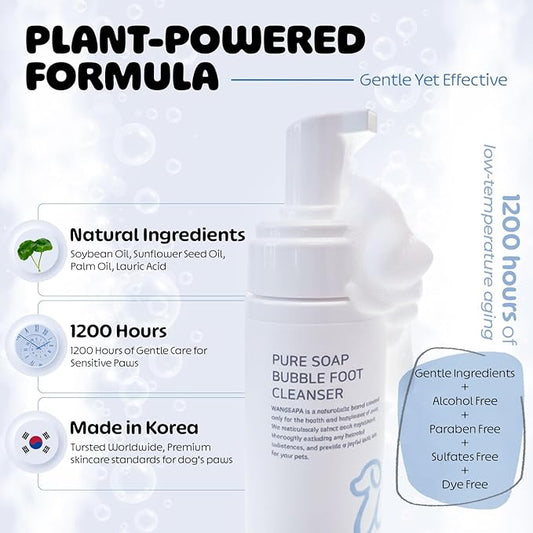 Wanspapa Dog Paw Cleaner | Gentle Pure Soap-Based Rinse-Off Paw Washer for Sensitive Paws | Natural Plant-Based & Residue-Free Formula | Safe for All Dogs, Puppies | Made in Korea | 5.072 oz / 150ml
