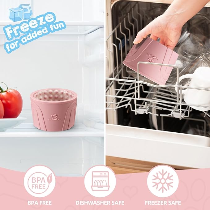 Dog Slow Feeder Lick Bowl, Anxiety Relief Dog Licking Mat Treat Dispenser, Non-Slip Anti-Choking Slow Eating Lick Bowl for Small Medium and Large Breed Dogs, BPA Free Silicone