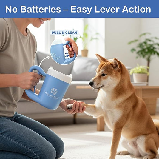 Dog Paw Washer Kit - Includes Paw Cleaner Cup, Towel, Pet Bath Brush & Moisturizing Balm - Dog Foot Washer for Muddy Paws, ideal for Small & Medium Dogs (Blue, Small)