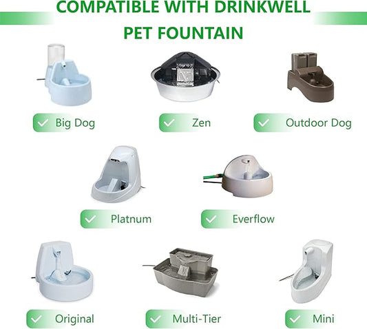 12 Pack Pet Fountain Premium Carbon Replacement Filters Compatible with PetSafe Drinkwell Platinum, Multi-Tier, Everflow, Outdoor Dog Water Dispenser, Dog Cat Water Fountain Charcoal Filters