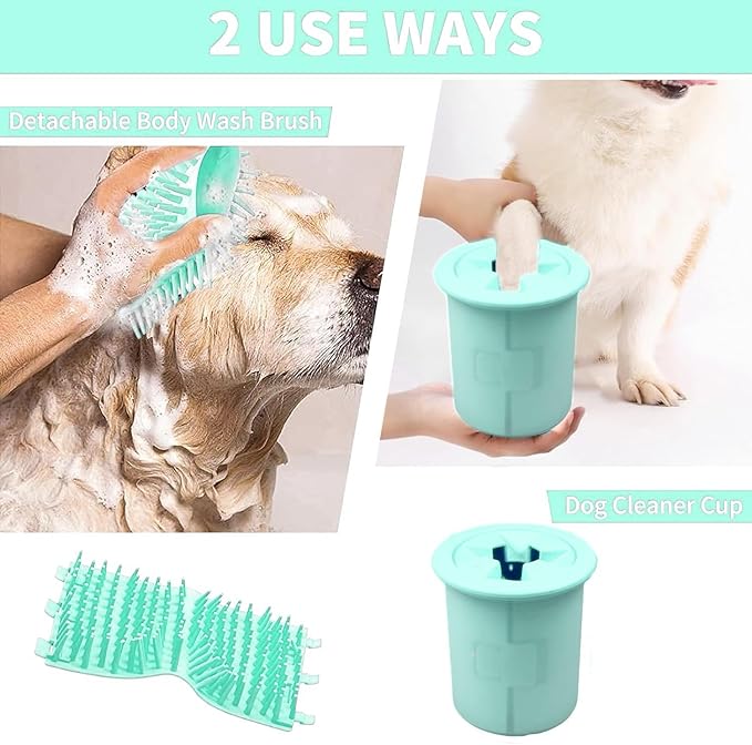Dog Paw Cleaner Cup Dog Paw Foot Cleaner Paw Washer Portable Foot Cleaner Cup For Pet Cat-Small Green