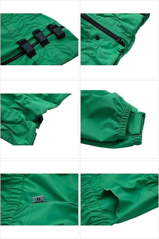 Dogs Waterproof Jacket, Lightweight Waterproof Jacket Reflective Safety Dog Raincoat Windproof Snow-Proof Dog Vest for Small Medium Large Dogs Green XL
