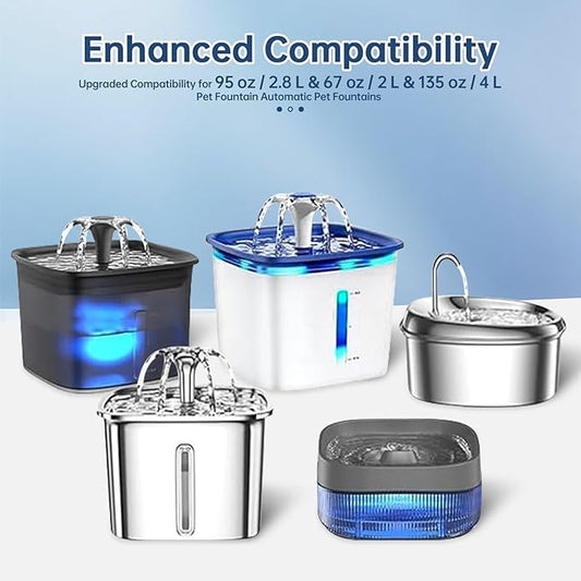 48 Pcs Cat Water Fountain Replacement Filters-24 Pack Cat Fountain Filters with 24 Pack Sponges, Enhanced Compatibility Pet Fountain Filter Fit for 95oz/2.8L 135oz/4L 67oz/2L Pet Drinking Fountain