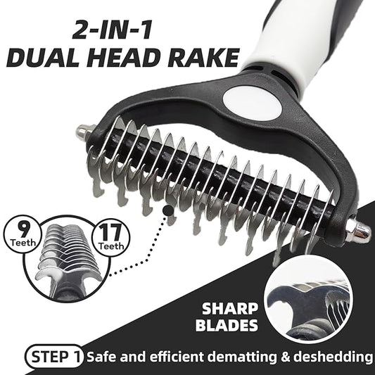 Dog Brush for Shedding, 7 PCS Dog Grooming Brush Kit, Undercoat Rake, Slicker Brush, Deshedding Comb, Bath Brush, Nail Clipper for Long & Short Haired Dogs & Cats, Black