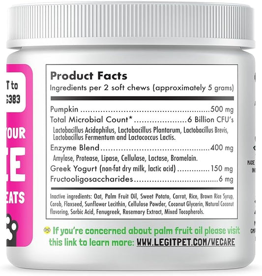 Probiotics for Dogs Natural Digestive Enzymes Prebiotics for Allergy Itch Relief Gut Flora Coprophagia Bowel Support Treatment Anti Diarrhea for Dogs Pet Health Immune System Support 120 Soft Chews