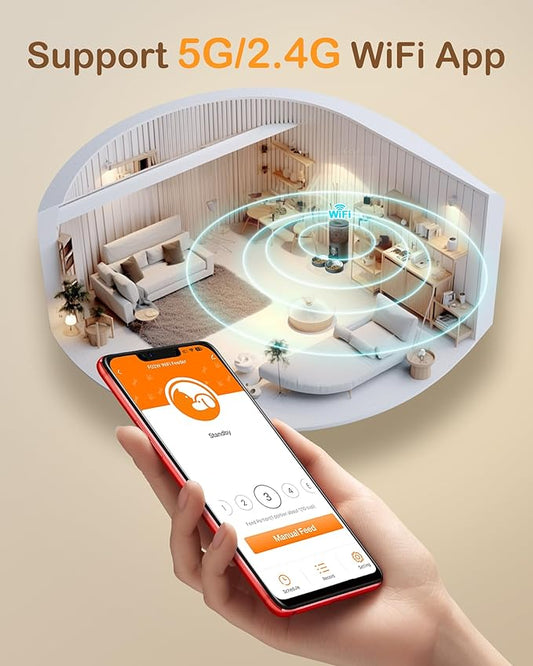 Molypet Automatic Cat Feeder 2 Cats - 5G WiFi Pet Feeder with APP Control, 6L Dry Food Dog Feeder with Blockage Alarms, 1-10 Meals Per Day