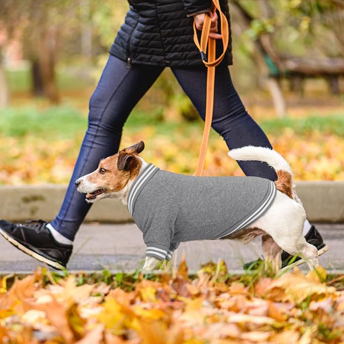 Dog Sweaters for Large Dogs, Brushed Fleece Dog Sweater Baseball Jacket Large Pet Sweater Clothes Soft Warm Boy Girl Pet(Gray-L)
